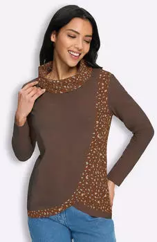 Sieh an! Rollkragen-Shirt Langarm schoko-sand