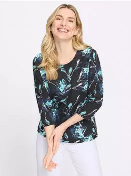Sieh an! 3/4-Arm-Shirt mit Druck schwarz/aquamarin