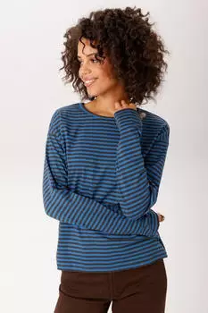 Aniston Langarmshirt im Ringel-Dessin (78657839) blau/braun