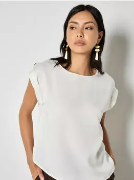 Apricot T-Shirt mit Rundhals-Ausschnitt und Viertelarm (35319441) creme