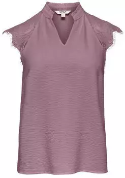 Only ONLPLOY METTE SL LACE V-NECK TOP WVN Regular Fit (63578308) elderberry
