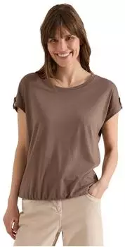 Cecil T-Shirt mit elastischem Bund Regular Fit (B32523717570) urban taupe