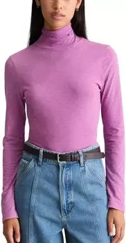Marc O'Polo Langarmshirt aus soft geripptem Jersey / Stehkragenpullover aus Organic Cotton / Langarmshirt aus Slub-Jersey (5000007063) smoky grape
