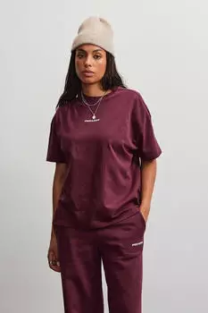Pegador Bracy Heavy Oversized Tee Washed (73060847) washed dark red/weiß