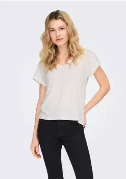 Only Onlfree Life S/S V-Neck Lace Top JRS (15369294) cloud dancer