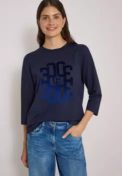 Cecil 3/4-Arm-Shirt mit geschlitztem Rundhalsausschnitt (325879) urban dunkelblau
