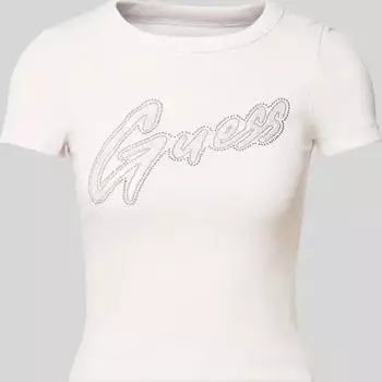 Guess Logo Nietenbesatz T-Shirt kurzarm rose (Damen) (W5RI68KA0H1)