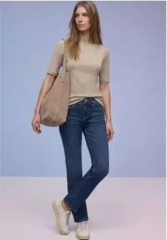 Street One Knopfdetail T-Shirt kurzarm timeless beige (Damen) (A32477817278)