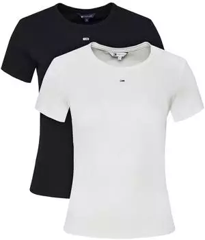 Tommy Hilfiger Essential Slim Fit T-Shirt kurzarm ecru/dark night navy (Damen) (DW0DW214300XX)