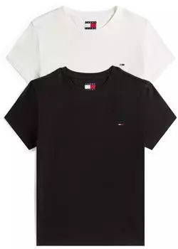 Tommy Hilfiger Slim Fit Roundneck 2er-Pack T-Shirt kurzarm ecru/black (Damen) (DW0DW213660XO)