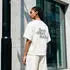 adidas 3 Stripes Studio Boyfriend T-Shirt kurzarm wonder white (Damen) (LF0089)