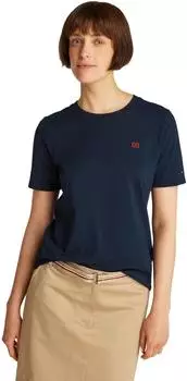 Tommy Hilfiger Flag T-Shirt kurzarm dark blue (Damen) (WW0WW45522C1G)