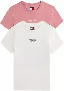 Tommy Hilfiger Essential Logo Round Neck 2er Pack T-Shirt kurzarm ecru/tahiti berry (Damen) (DW0DW217460XN)