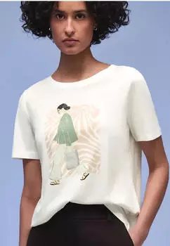 Street One Kurzarm Shit mit Rundhals und Print T-Shirt kurzarm off white (Damen) (A32484130108)