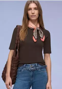 Street One Knopfdetail T-Shirt kurzarm espresso brown (Damen) (A32477817276)