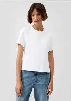 s.Oliver Interlock Crop T-Shirt kurzarm weiß (Damen) (2161660.0100)