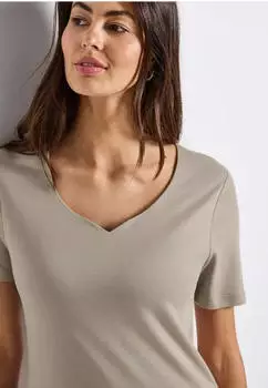 Street One Herzausschnitt T-Shirt kurzarm morning beige (Damen) (A32377117019)
