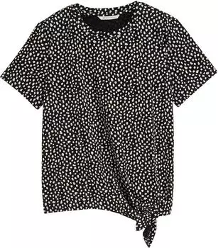Tom Tailor Knoten-Detail T-Shirt kurzarm black white dotted print (Damen) (1040186-38411)