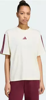 adidas Essentials 3-Streifen Boyfriend T-Shirt kurzarm ivory/maroon (Damen) (KF6286)