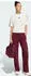 adidas Essentials 3-Streifen Boyfriend T-Shirt kurzarm ivory/maroon (Damen) (KF6286)