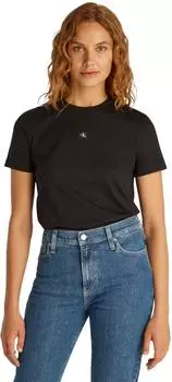Calvin Klein Woven Label Regular Fit T-Shirt kurzarm ck black (Damen) (J20J225243BEH)