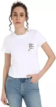 Calvin Klein Logo Slim Fit T-Shirt kurzarm bright white (Damen) (J20J224984YAF)