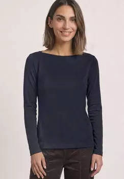 Street One Basic Shirt mit U-Boot-Ausschnitt (A32576317873) dunkelblau