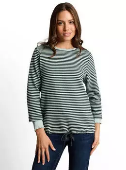 Tom Tailor Langarmshirt mit Knopf-Details (40823) darkest olive green stripe