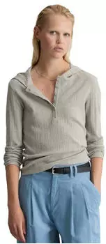 Marc O'Polo DENIM Langarmshirt aus reiner Bio-Baumwolle stone melange