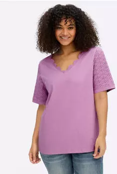 Sheego Shirt Kurzarmshirt (42750150) orchidee