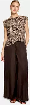 Zero Kurzarmshirt mit Animalprint Plissee (63001119) hellbraun melange