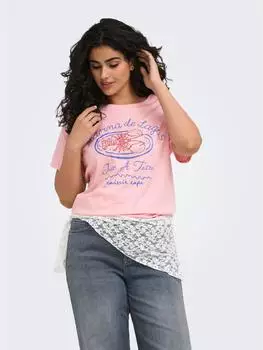 Only CARINES LIFE S/S O-NECK REG FIT TEE JRS Kurzarmshirt (18648364) rosy touch detail:lobster