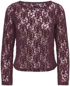 Only Onlnola L/S Lace Velvet Top JRS (15383492) weinrot