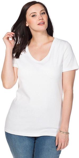 Sheego Casual Basic Longshirt mit V-Ausschnitt weiß (115303-00010)