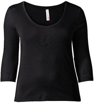 Sheego Casual Basic Shirt mit 3/4-Arm schwarz (112585-00289)