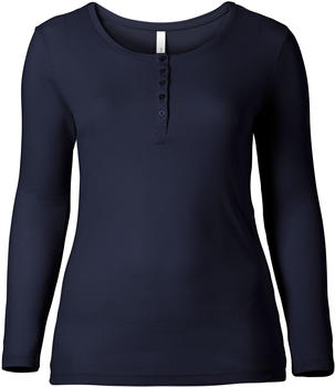 Sheego Casual Basic Shirt mit Serafinokragen marine (115316-00018)