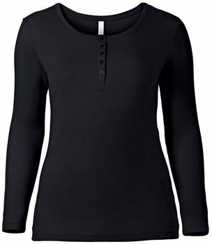 Sheego Casual Basic Shirt mit Serafinokragen schwarz (115316-00289)