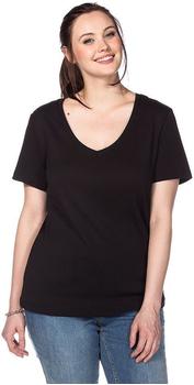 Sheego Casual Basic T-Shirt mit V-Ausschnitt schwarz (115289-00289)