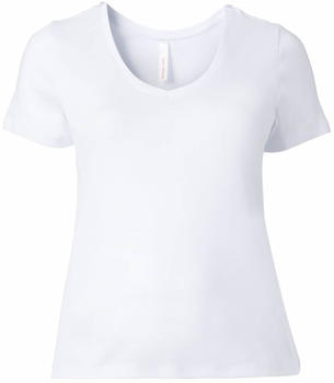 Sheego Casual Basic T-Shirt mit V-Ausschnitt weiß (115289-00010)