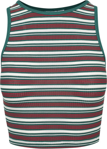 Urban Classics Ladies Rib Stripe Cropped Top white/green/firered (TB1931-1316)