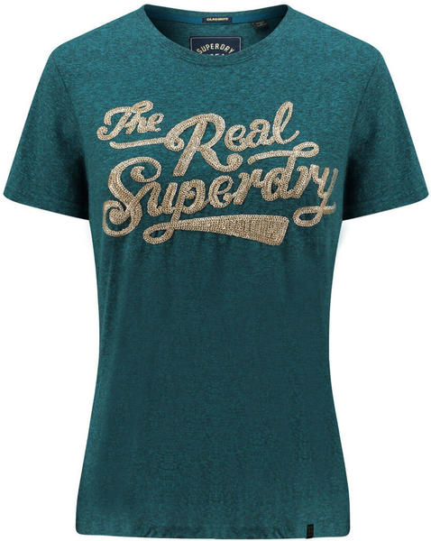 Superdry The Real Glitter Sequin Entry Tee green (G10314TU)