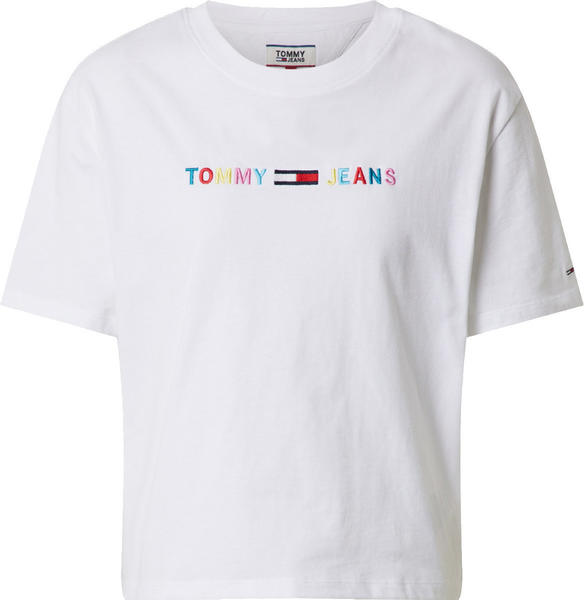 Tommy Hilfiger Colour-Blocked Logo Cropped Fit T-Shirt (DW0DW08041) white
