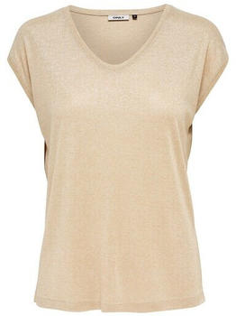 Only Onlsilvery S/s V Neck Lurex Top Jrs Noos (15136069) gold colour