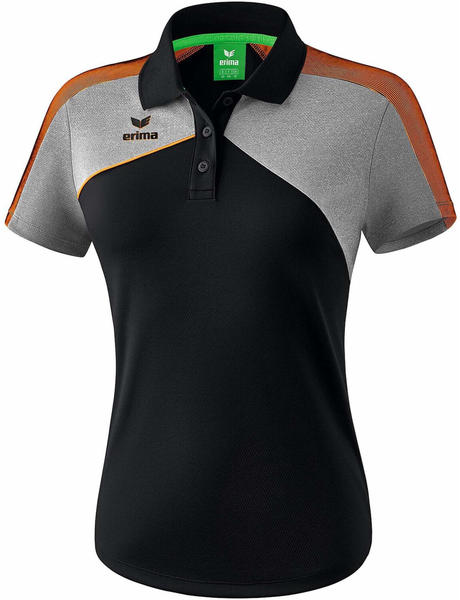 Erima Damen Poloshirt Premium One 2.0 (1111815) schwarz/grau melange/neon orange