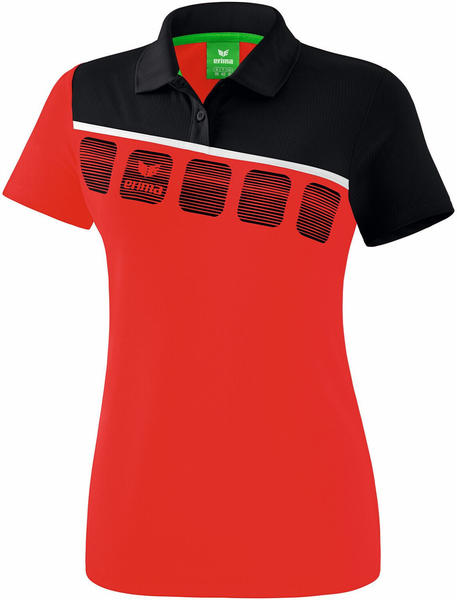 Erima Damen Poloshirt 5-C (1111912) rot/schwarz/weiß