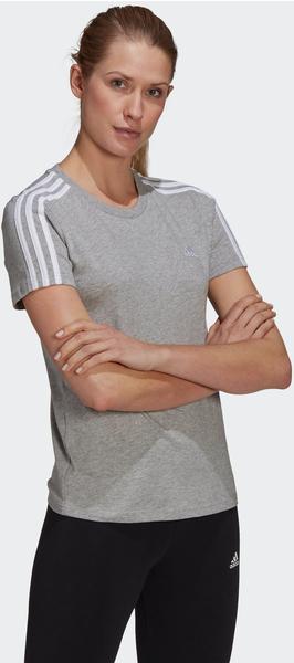 Adidas LOUNGEWEAR Essentials Slim 3-Stripes Tee medium grey heather/white (GL0785)