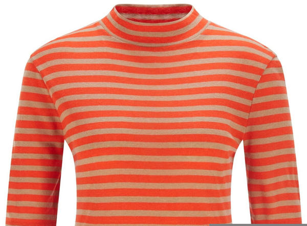 Hugo Boss Slim-Fit T-Shirt mit Stehkragen und Querstreifen - Erya 50457872 Orange gemustert