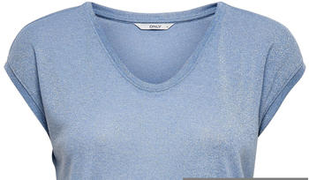 Only Onlsilvery S/s V Neck Lurex Top Jrs Noos (15136069) halogen blue