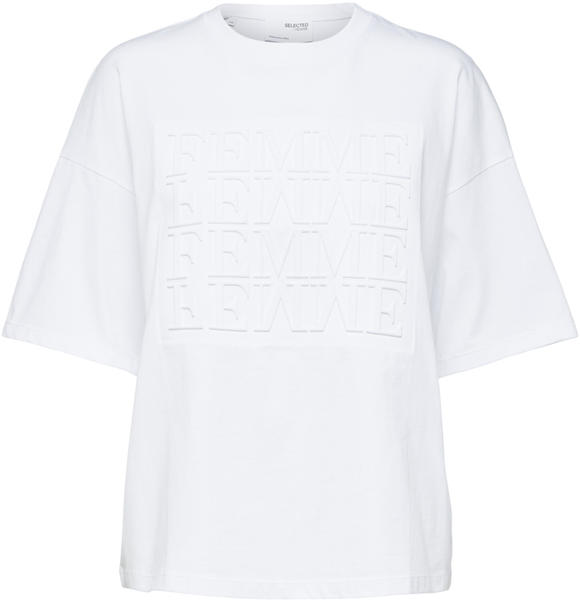 Selected Slftullie 2/4 Printed Tee W (16081914) bright white