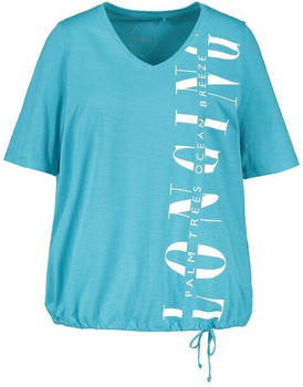 Samoon T-Shirt mit Saumraffung GOTS Bio-Baumwolle (14_871035-26202_8562) Curacao Blue gemustert